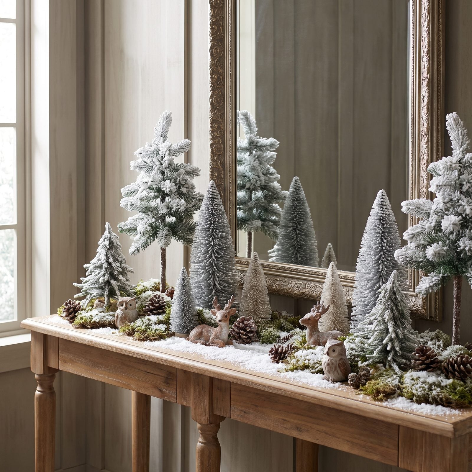 A Foyer Console Staged as a Layered Woodland Landscape