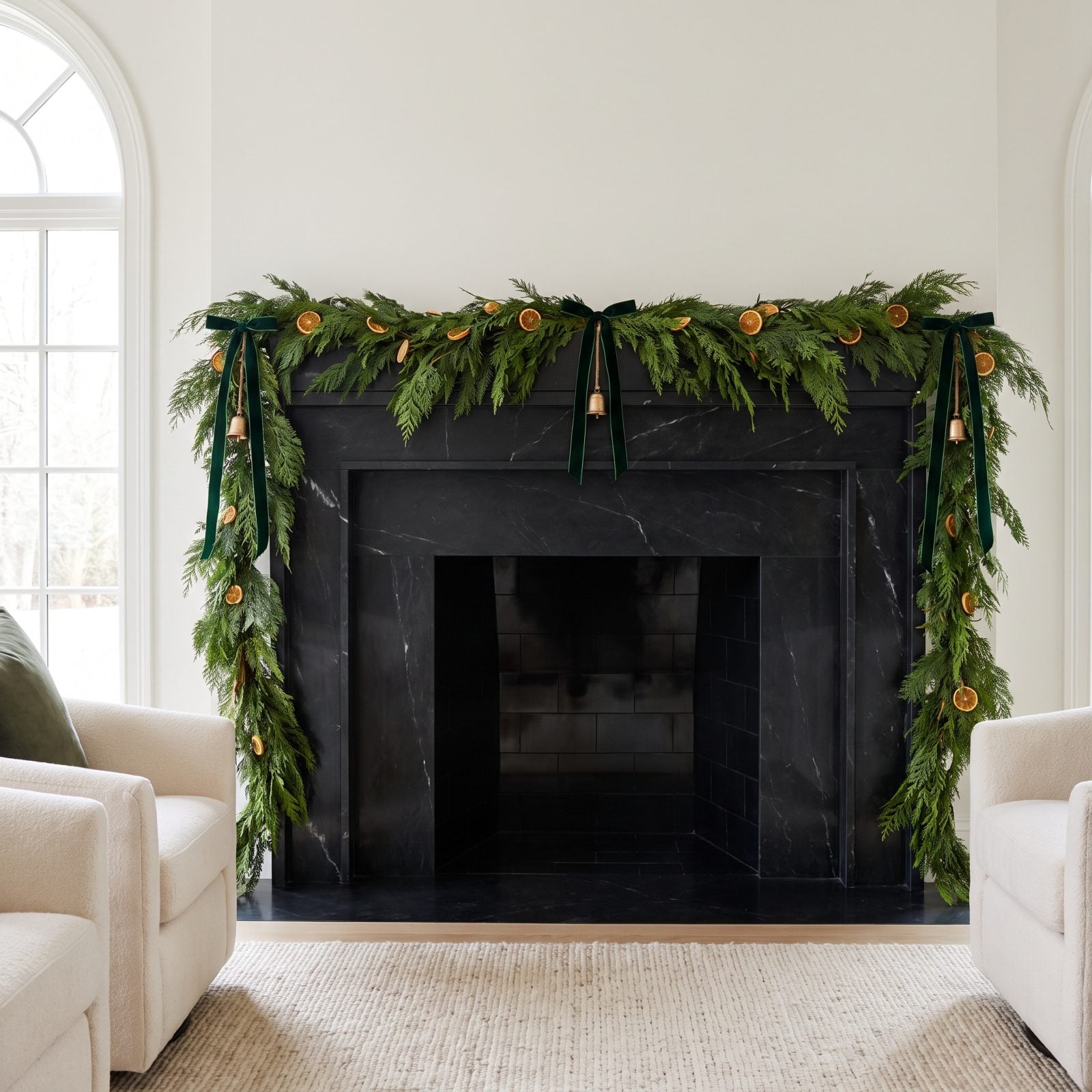 Frame the Firebox With Symmetrical Cedar Garlands