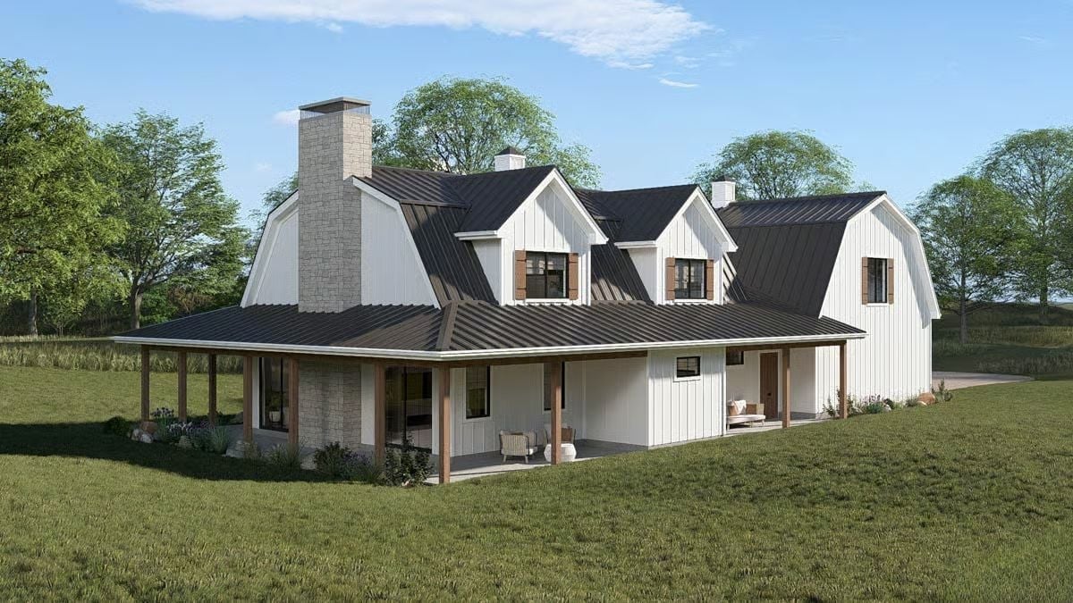 Gambrel Roofline, Wraparound Porch, Zero Apologies for Going Big