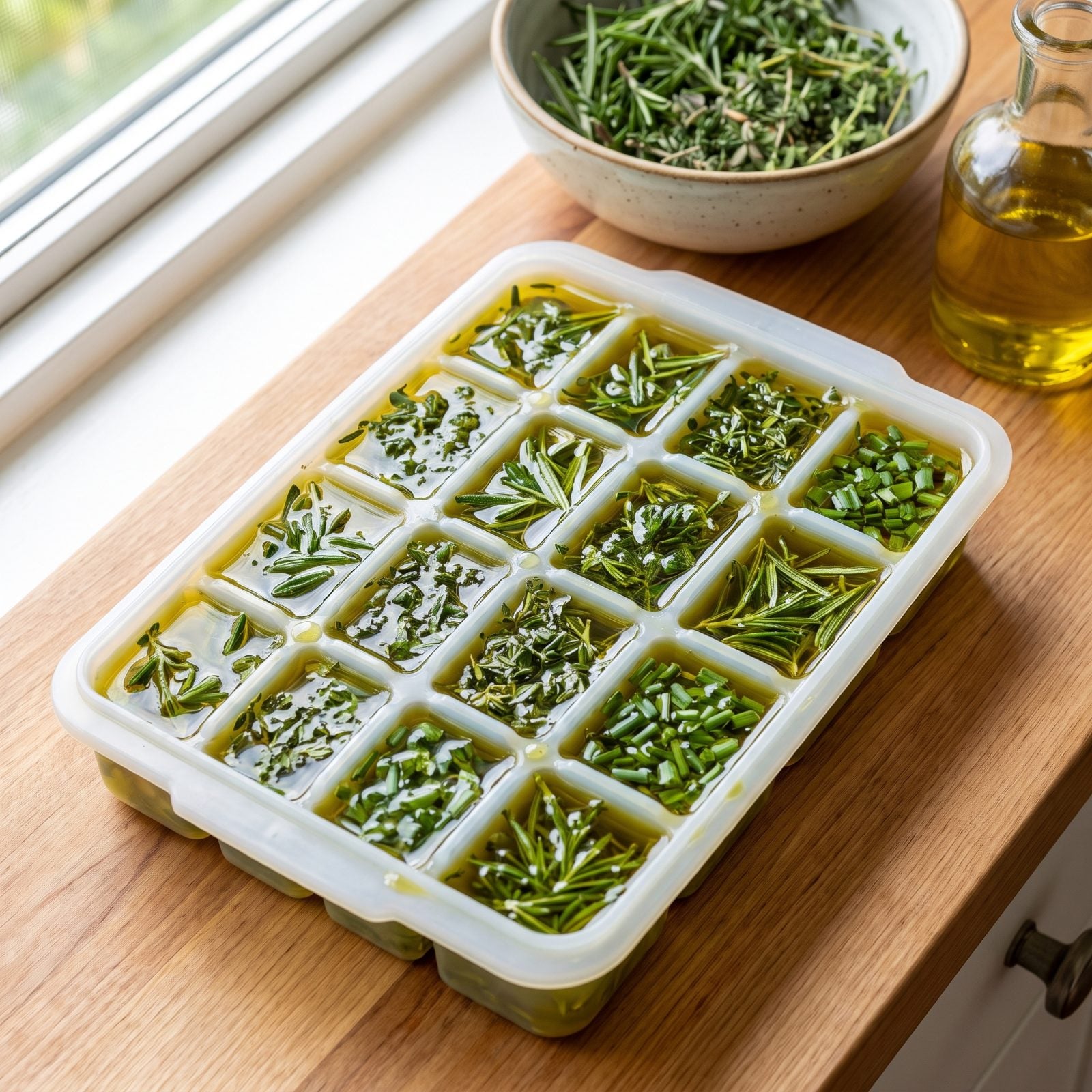 Freeze Chopped Herbs in Oil for Ready-to-Use Flavor Cubes