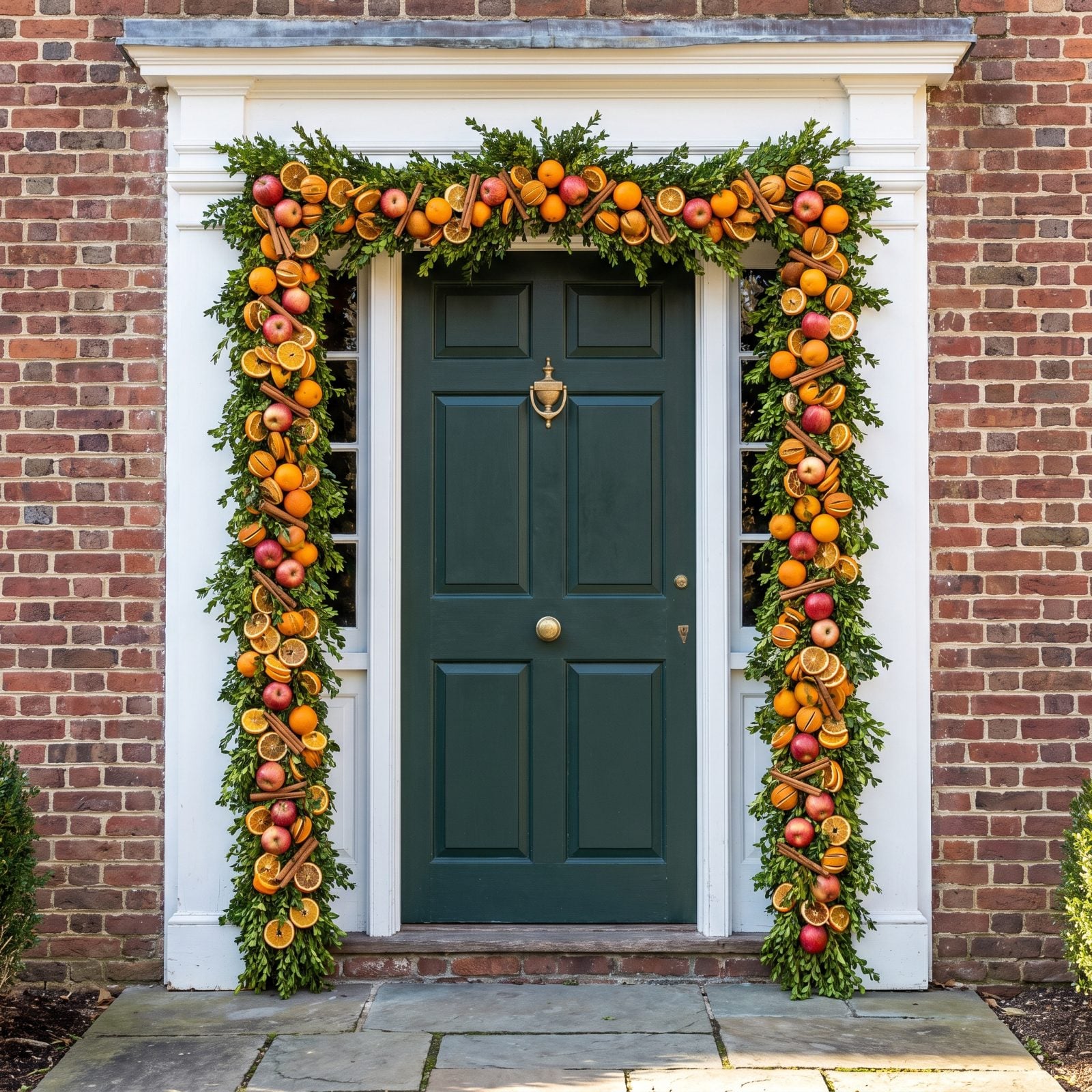 A Front Door Buried in Fruit-and-Evergreen Garland