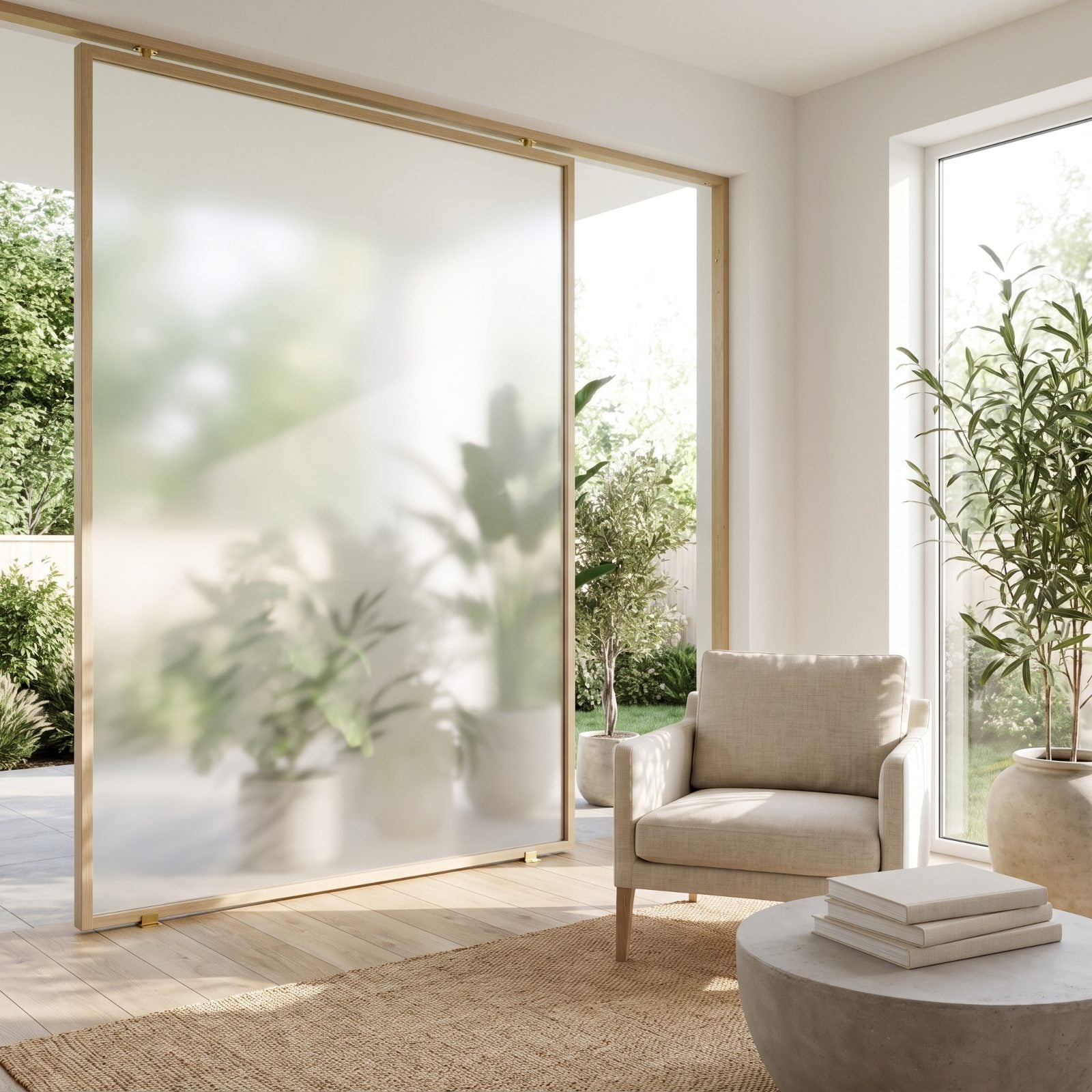 A Frosted-Glass Garden Screen