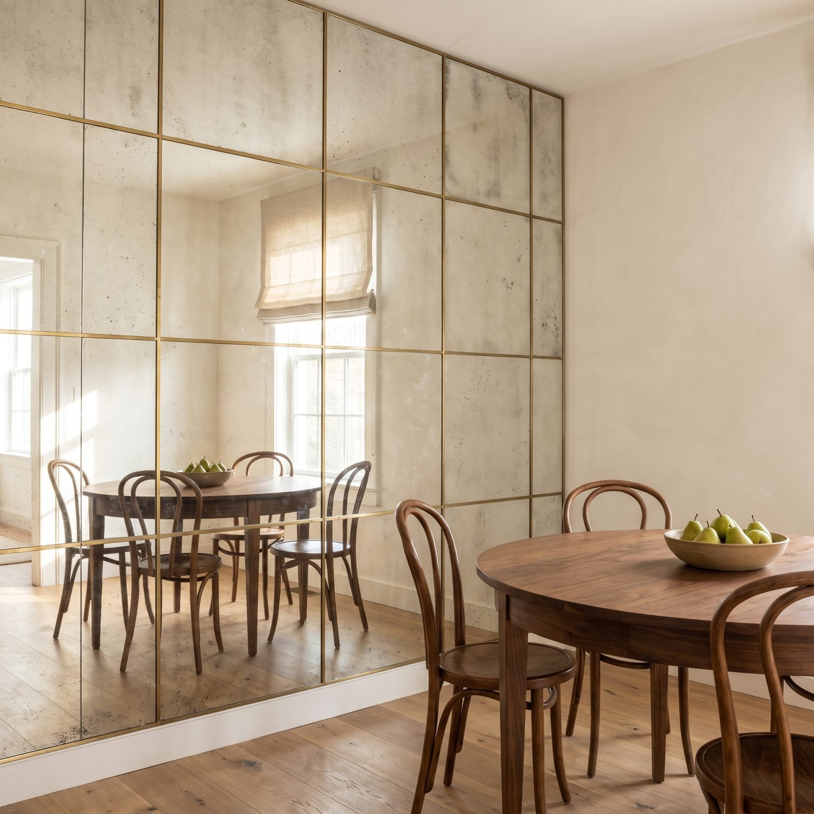 Full-Height Antiqued Mirror Walls