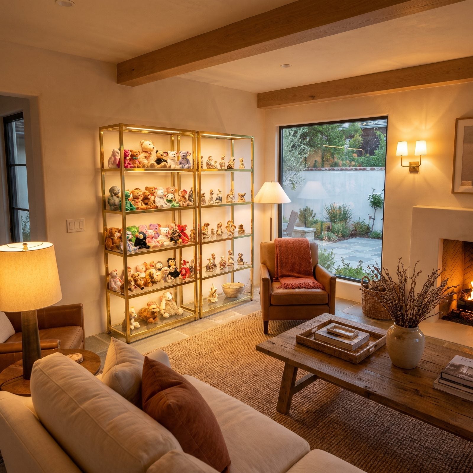 That Glass-and-Brass Étagère Still Holding a Beanie Baby Collection