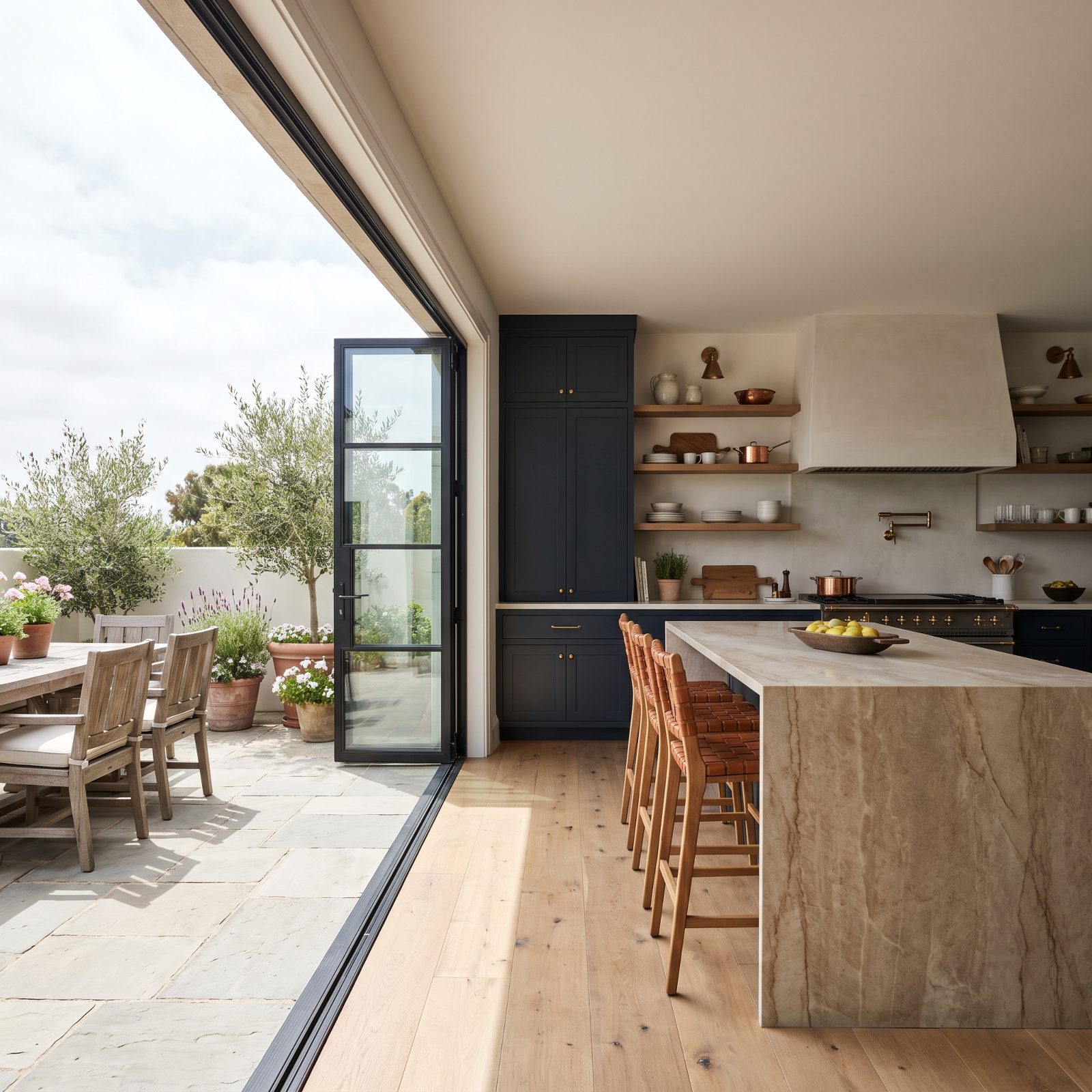 Glass Doors That Fold the Patio Into the Kitchen