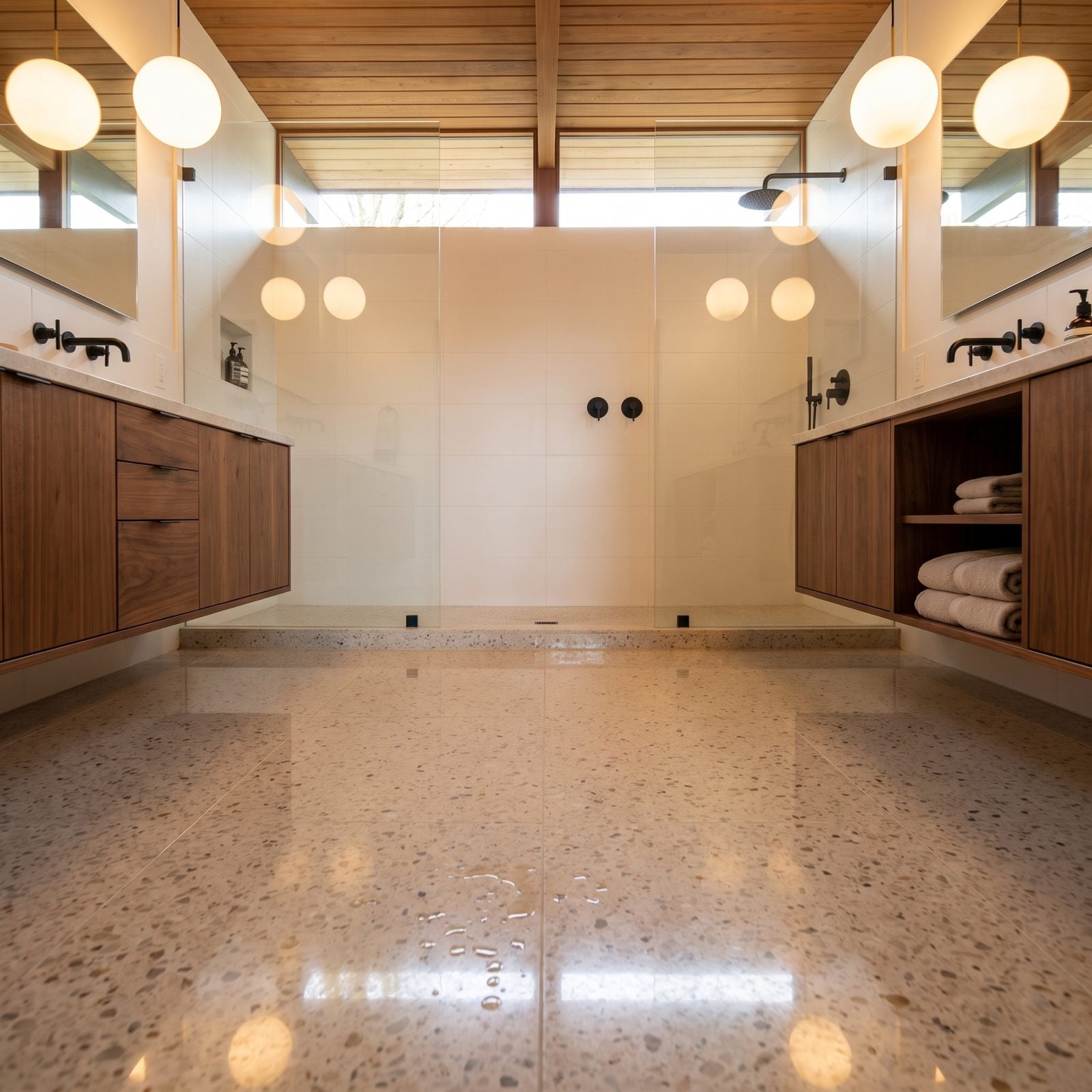 Glossy Bathroom Floors That Turn Into a Skating Rink