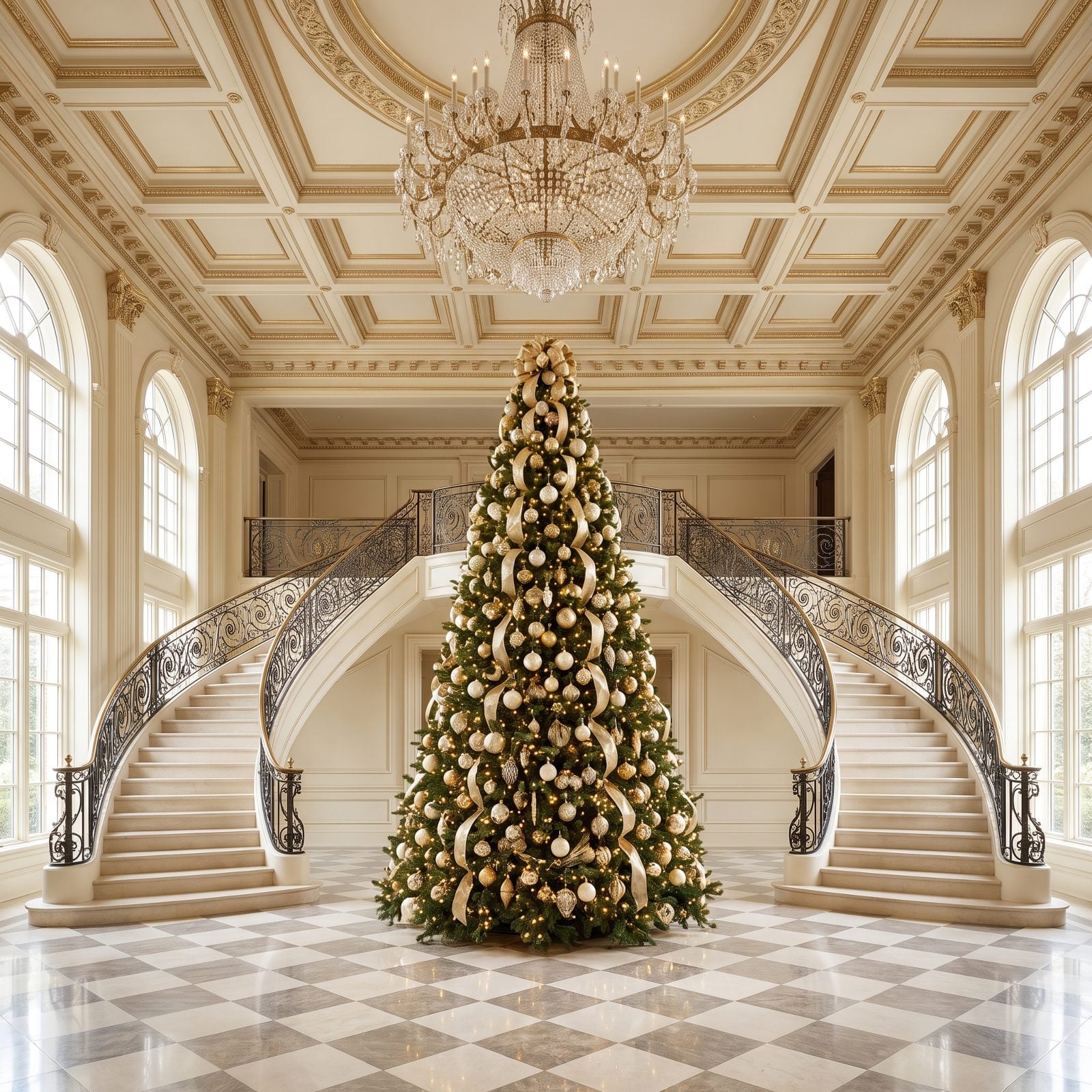 A Grand Tree Scaled to a Beaux-Arts Entrance Hall