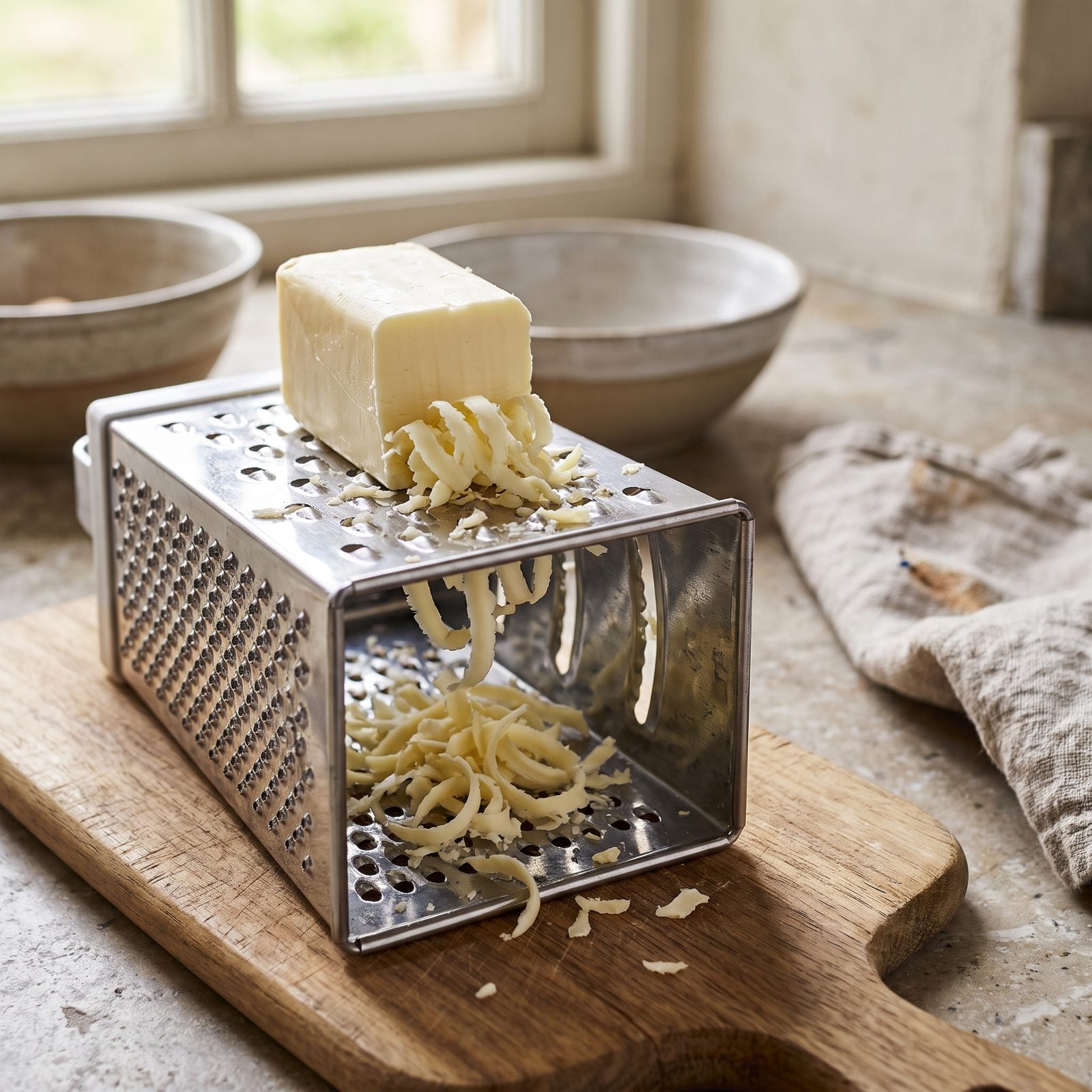 Grate Cold Butter for Faster Mixing and Spreading