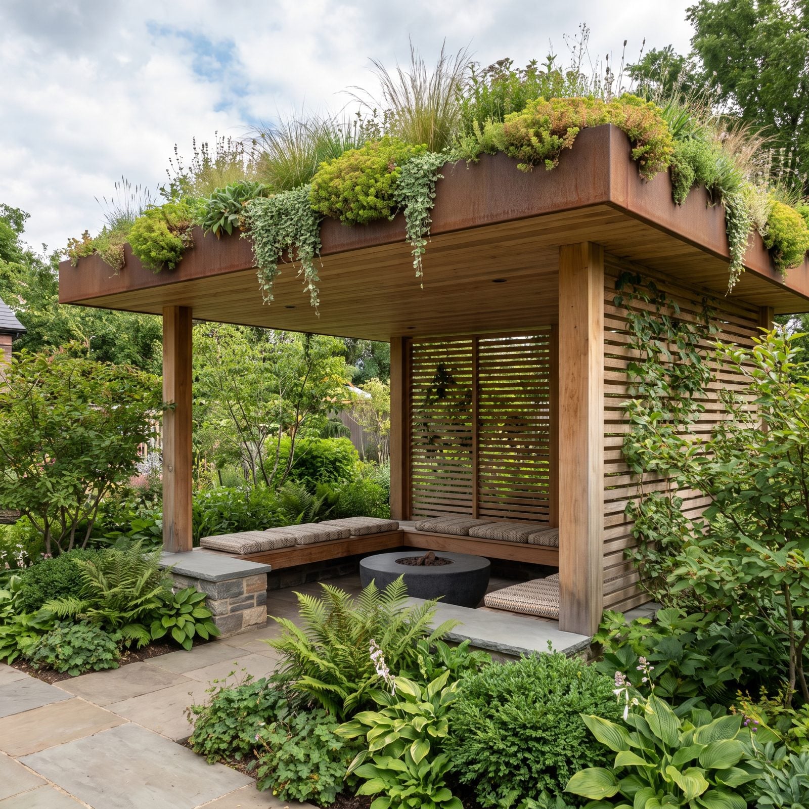 A Green-Roofed Privacy Pavilion