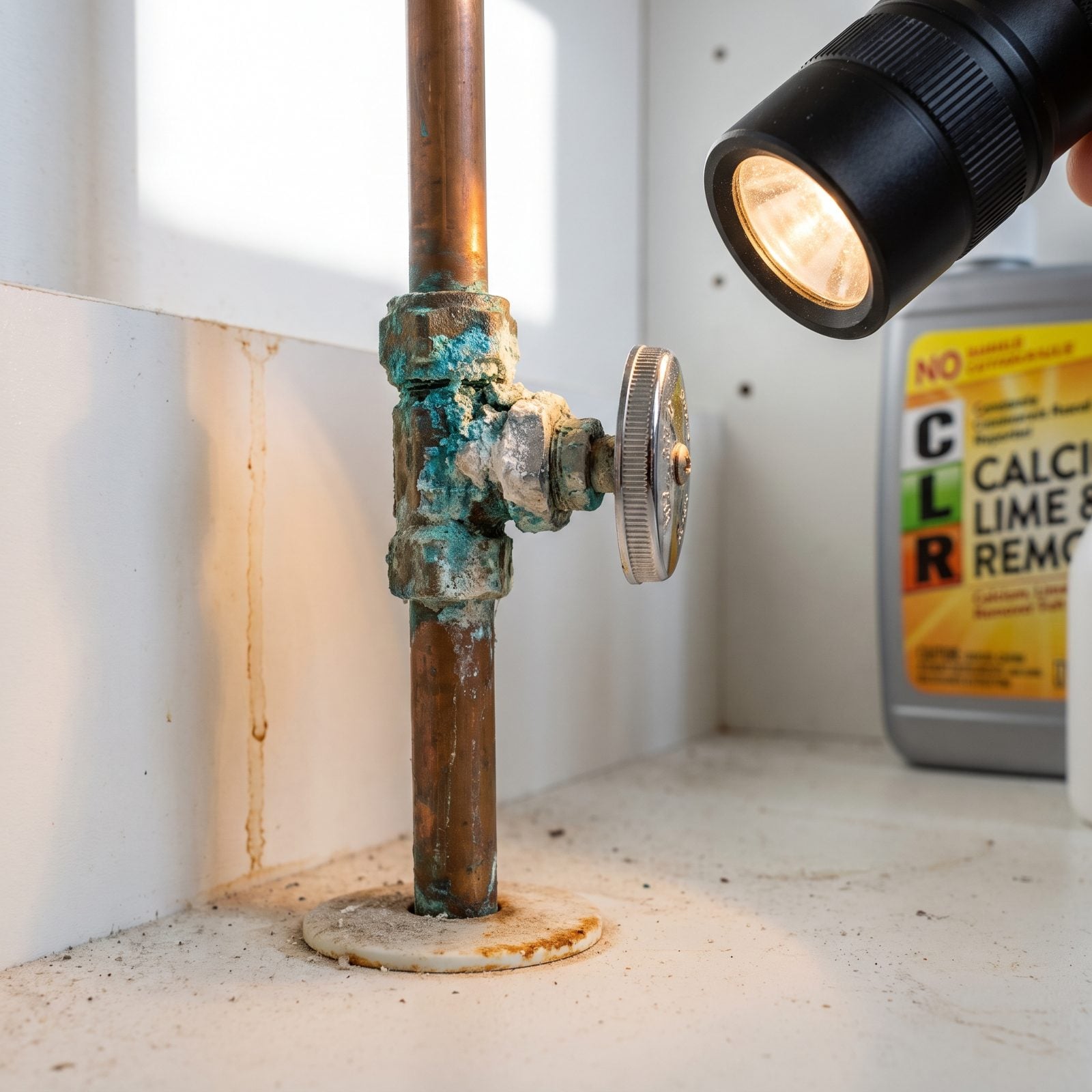 Green or White Corrosion on Plumbing Shutoff Valves