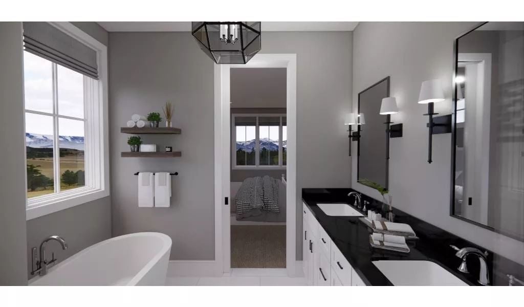 Black Countertops and a Lantern Pendant That Pull the Whole Room Together