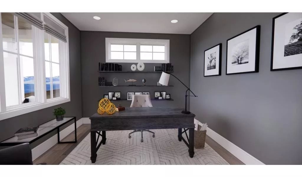 Charcoal Walls and a Dark Desk That Don't Apologize for Being Moody