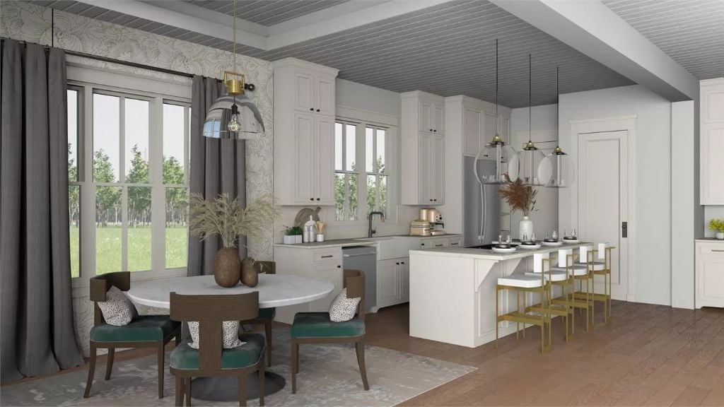 Gold Hardware and Dark Ceilings Do the Heavy Lifting Here