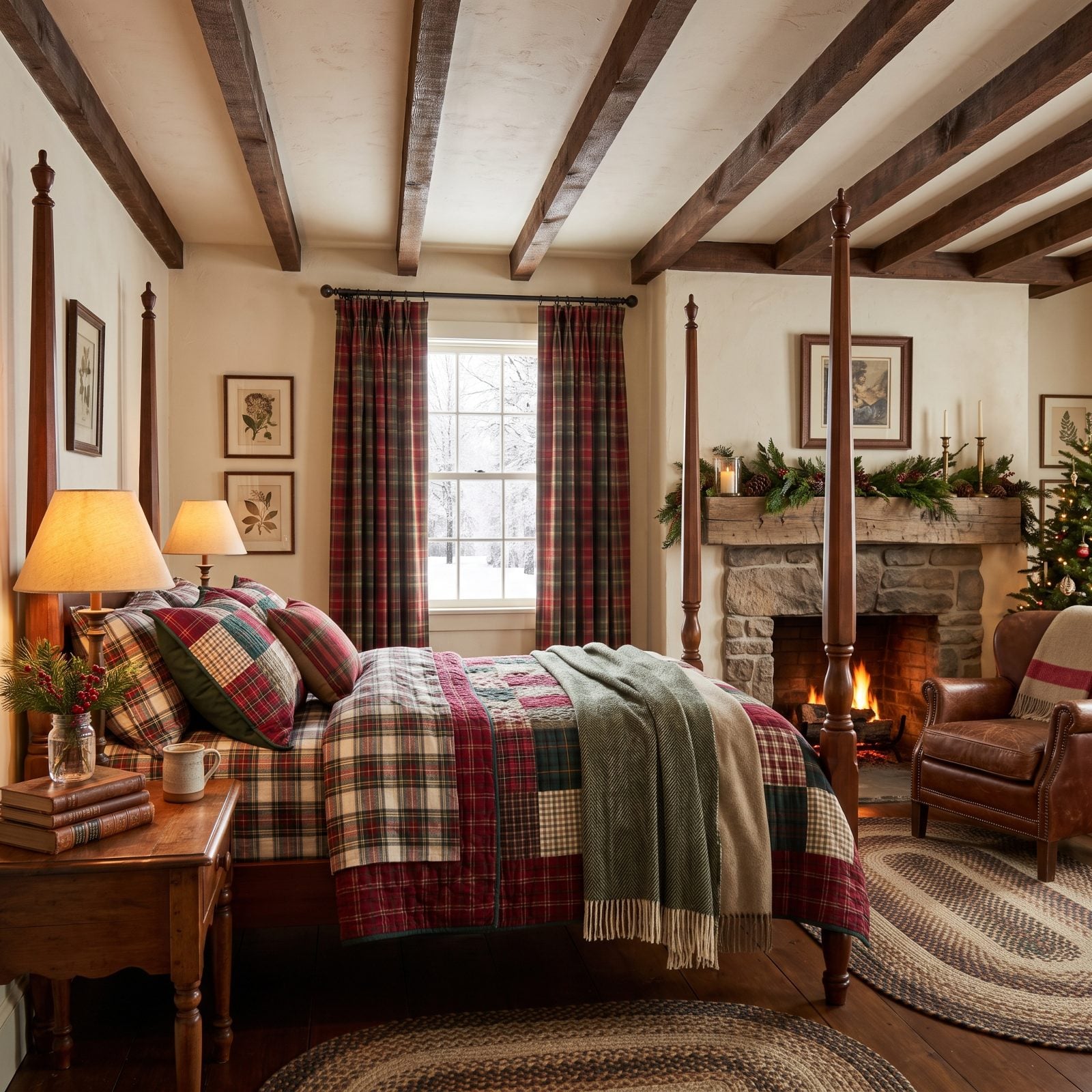 A Guest Bedroom Designed Like a Cozy Christmas Inn