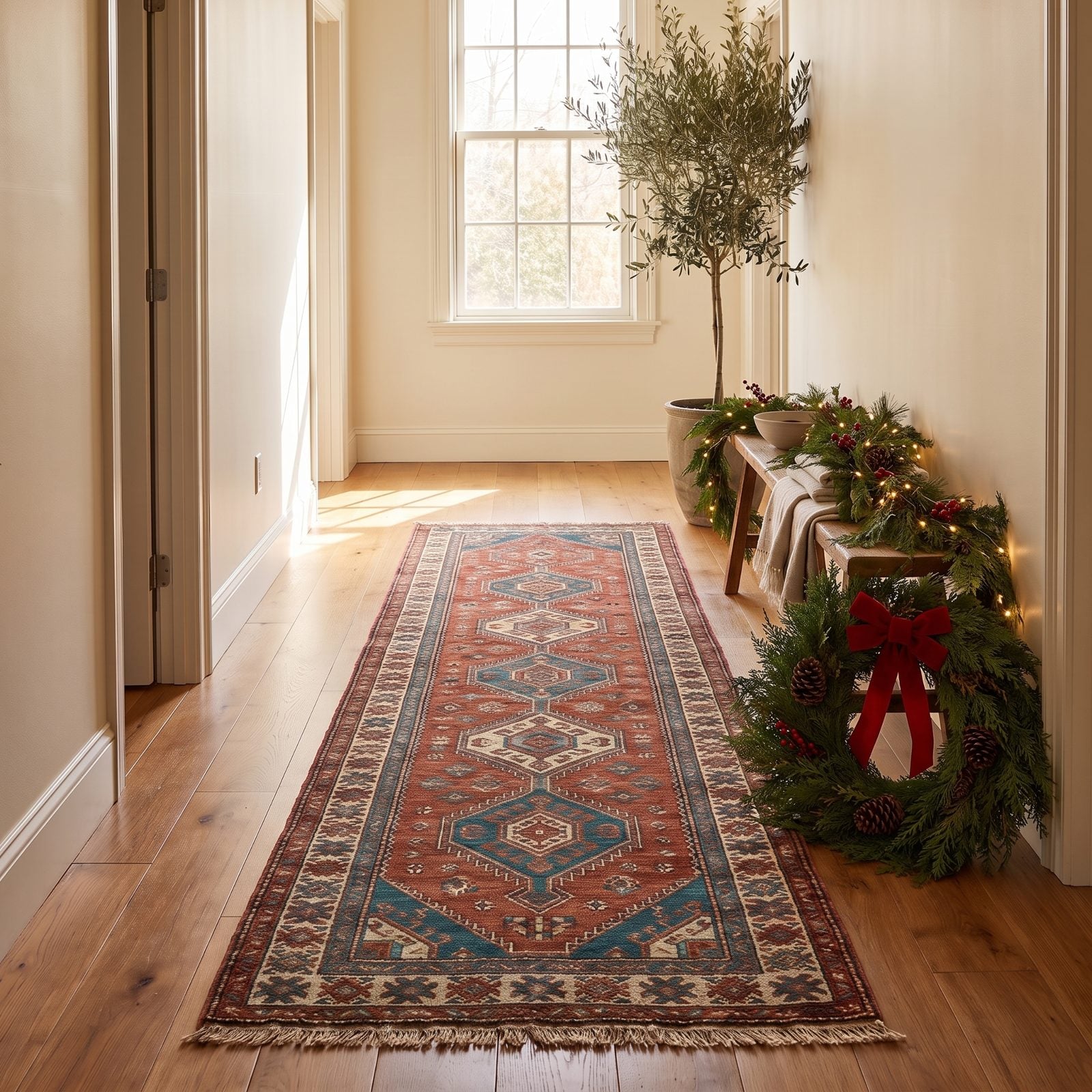 A Hallway Softened by a Long Patterned Runner