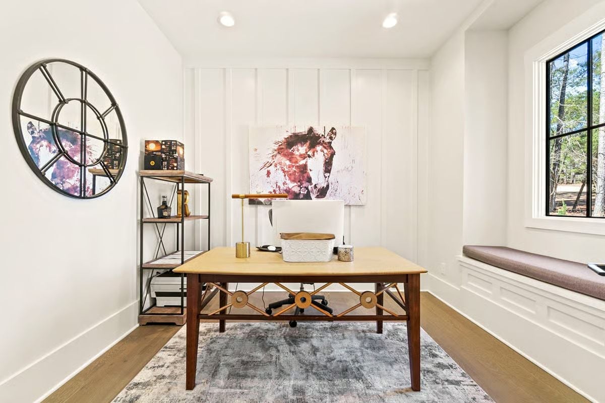 Horse Art and Gold Hardware Walk Into a Home Office