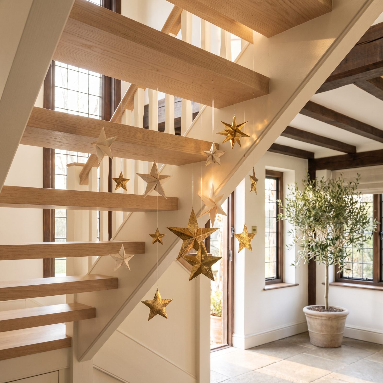 Hang Stars from the Underside of an Open Staircase