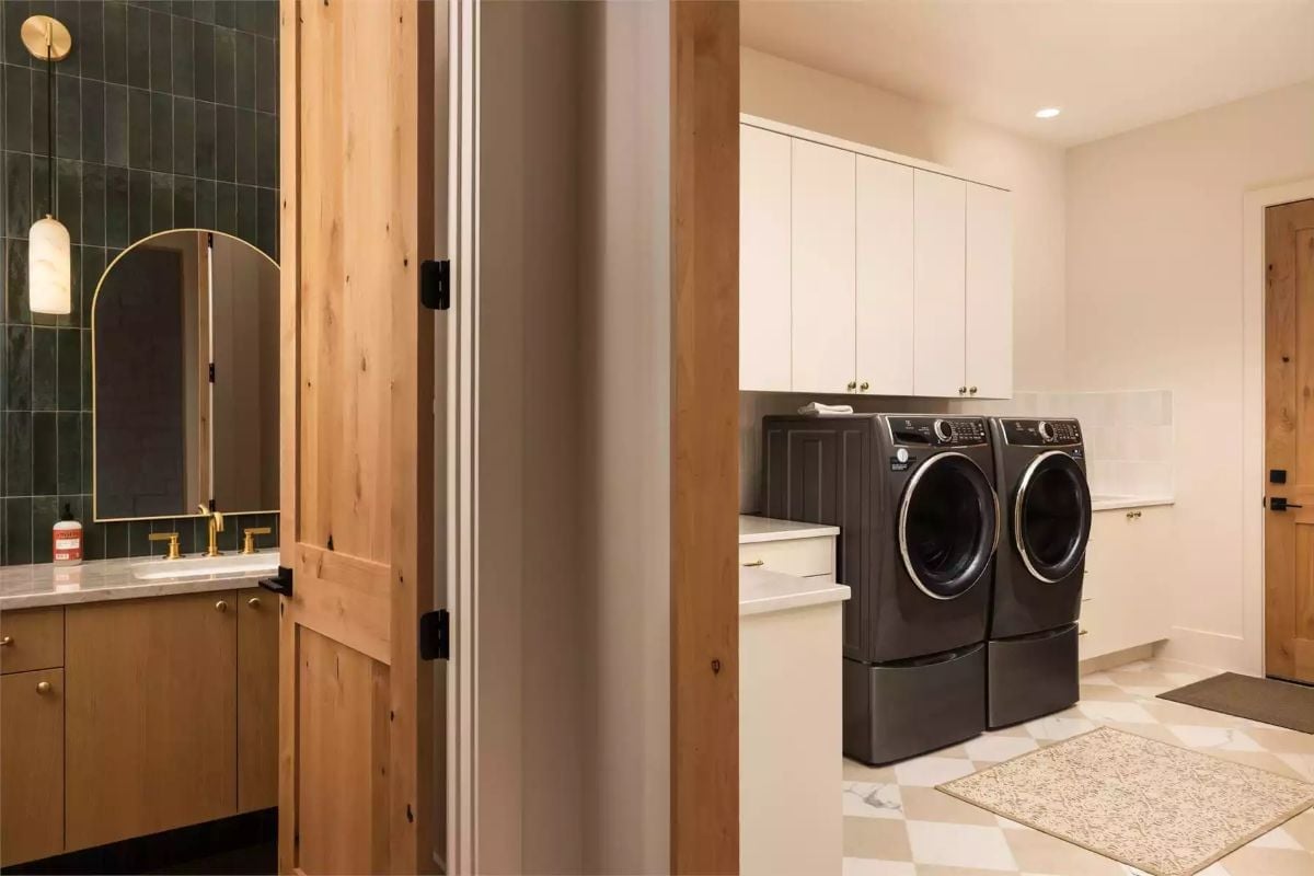 Dutch Door Between Laundry and Bath Pulls Double Duty Without Feeling Forced