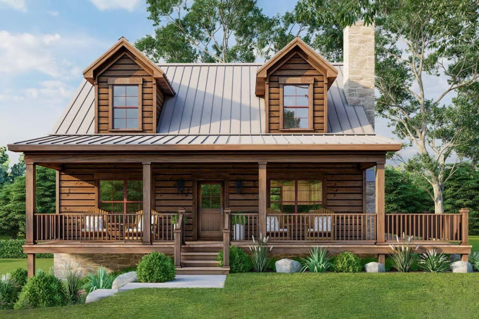 Hickory Porch 3-Bedroom Rustic Cabin House Plan with Drive-Under Garage (2,221 Sq. Ft. Floor Plan)