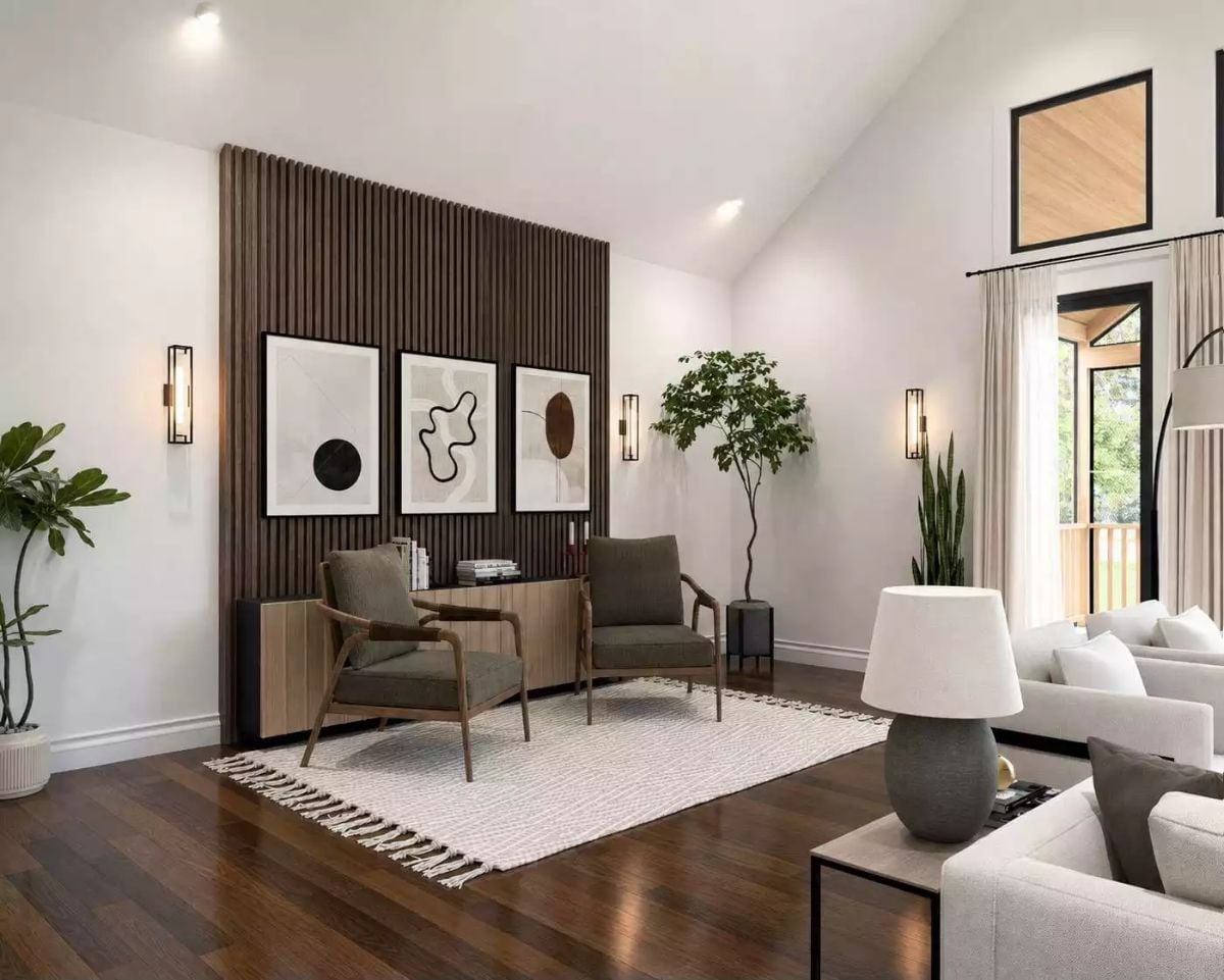 Fluted Wood Panels and Abstract Art That Actually Belong Together