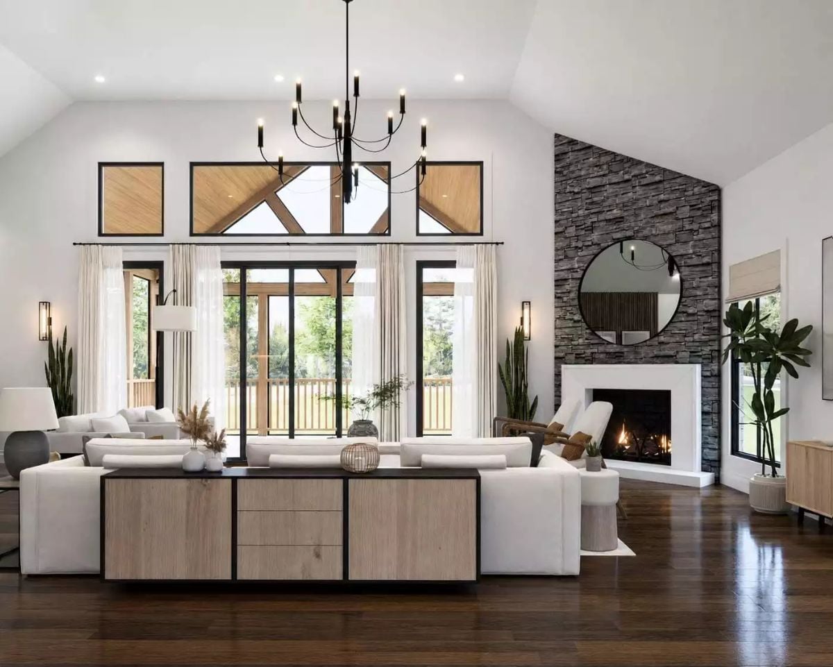 Vaulted Ceilings and a Stacked Stone Fireplace Built for Long Winters