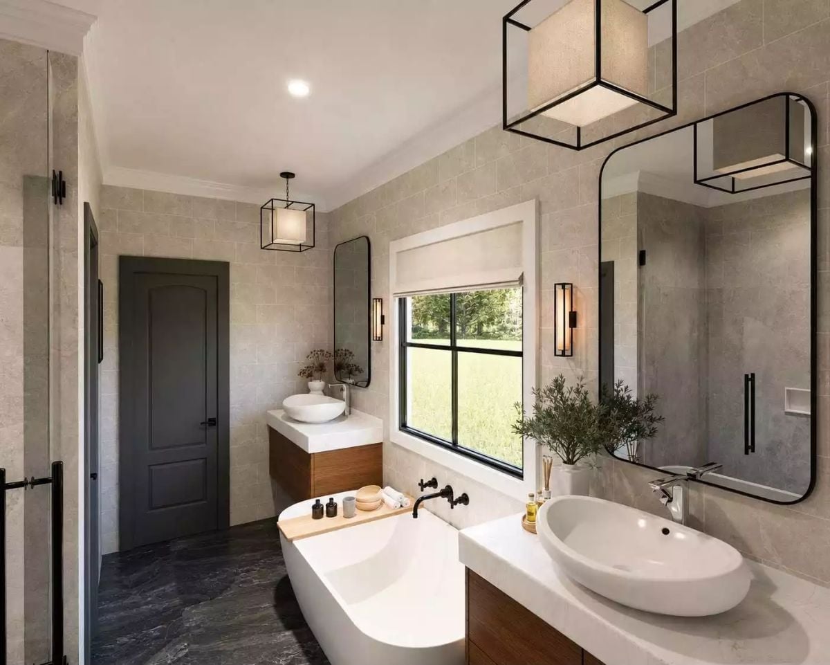 Vessel Sinks and Cage Pendants That Make a Bathroom Feel Like a Destination