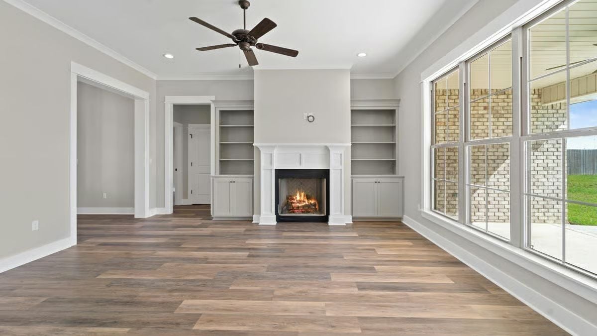 Built-Ins, Fireplace, and Actual Natural Light Doing All the Heavy Lifting
