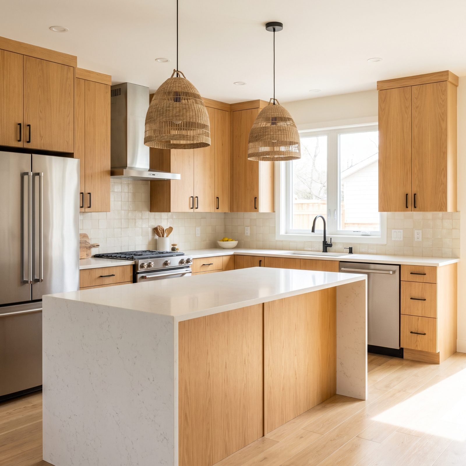 Honey-Toned Oak Kitchen Cabinets