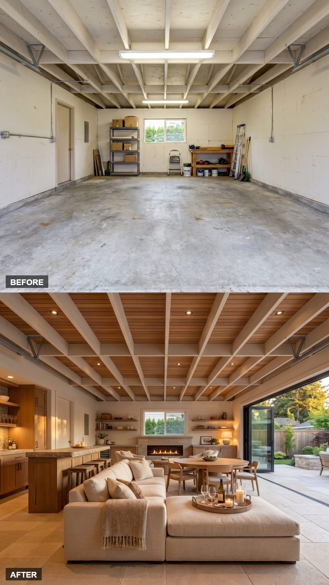 Indoor-Outdoor Entertaining Pavilion with Limestone Floors and Retractable Glass