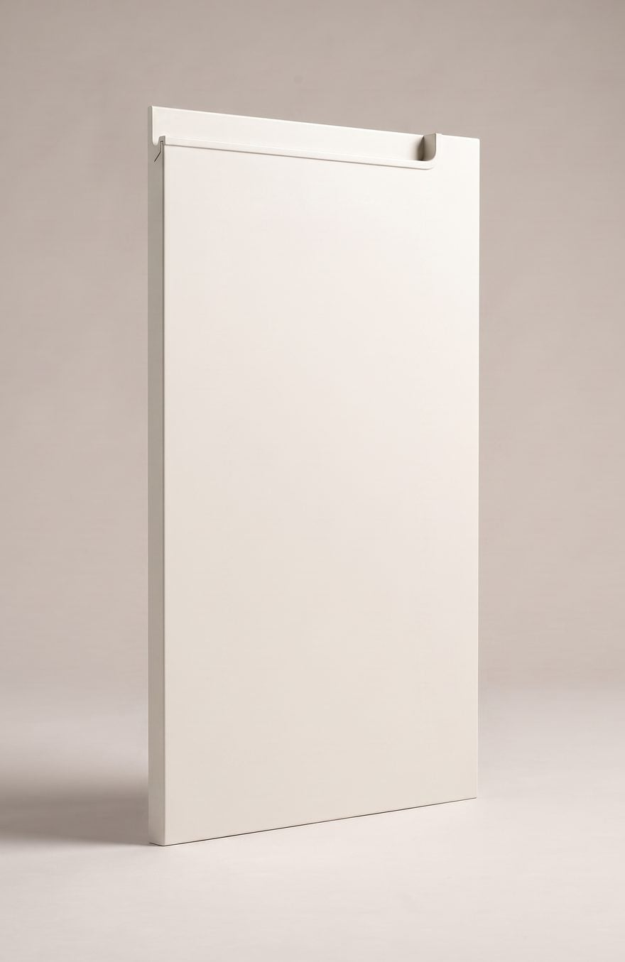 Integrated J-Pull kitchen cabinet door illustration