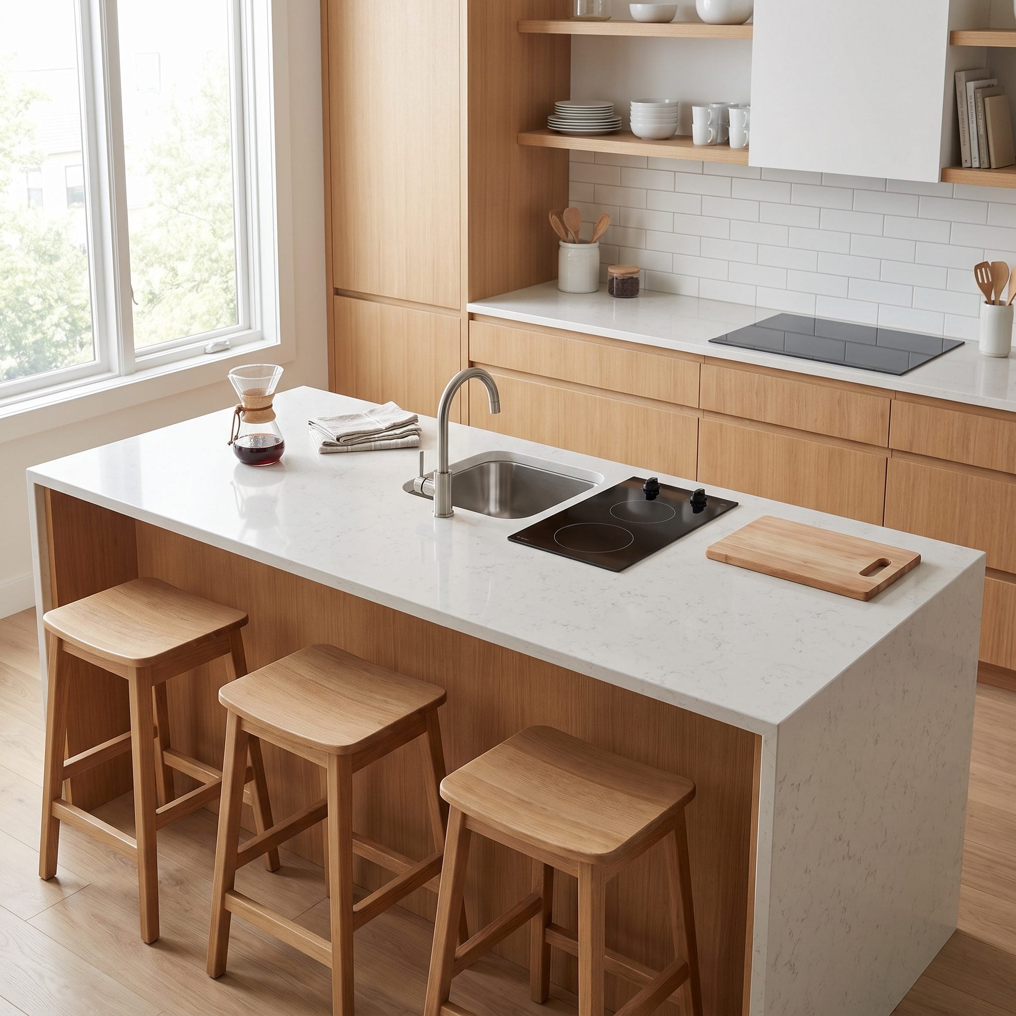 The Island Tried to Hold the Sink, Cooktop, Seating, Storage, and Trash All at Once