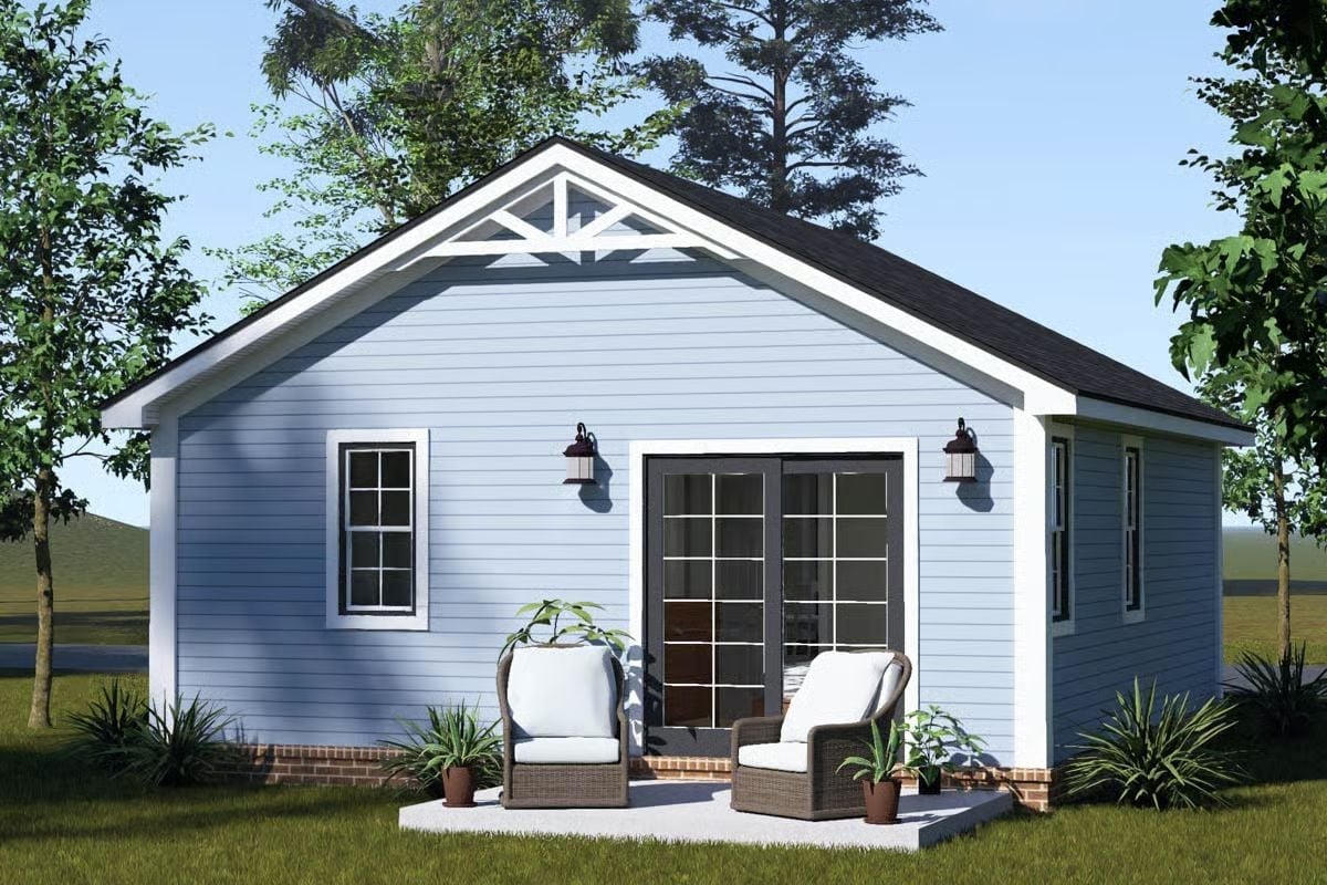Blue Horizontal Siding and a Gabled Roofline That Earns Its Curb Appeal