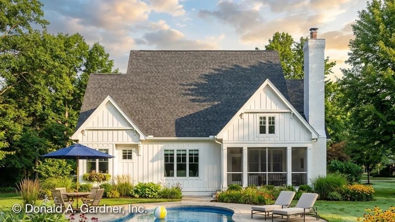 White Board-and-Batten, a Pool, and a Screened Porch That Actually Gets Used