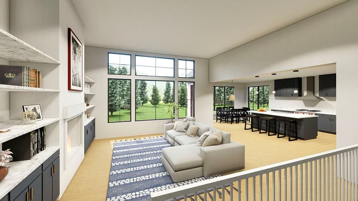 Soaring Ceilings, a Sectional With Room to Spare, and Kitchen Views That Keep Everyone Connected
