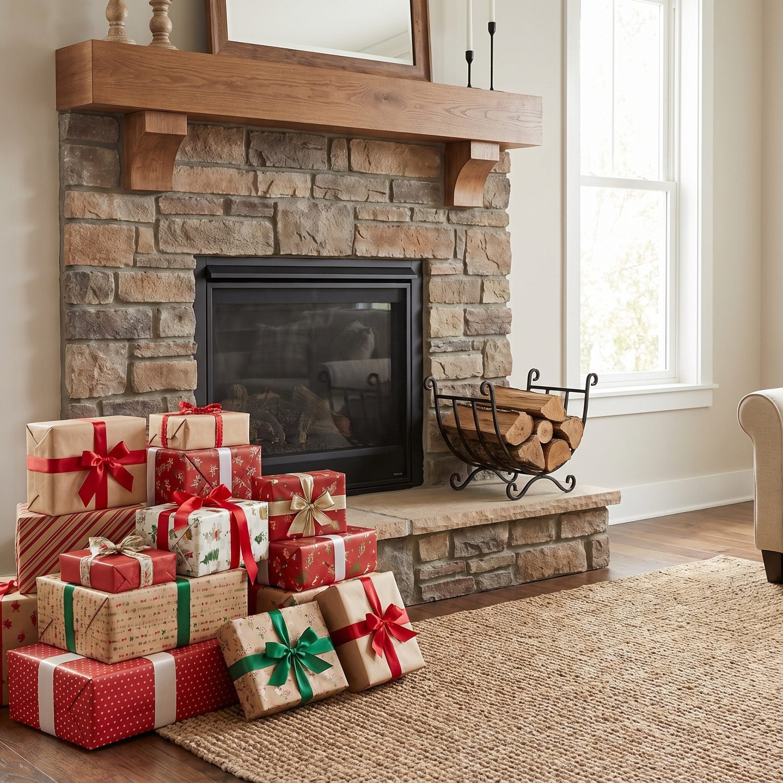 Keep Presents Low and Away From the Fireplace