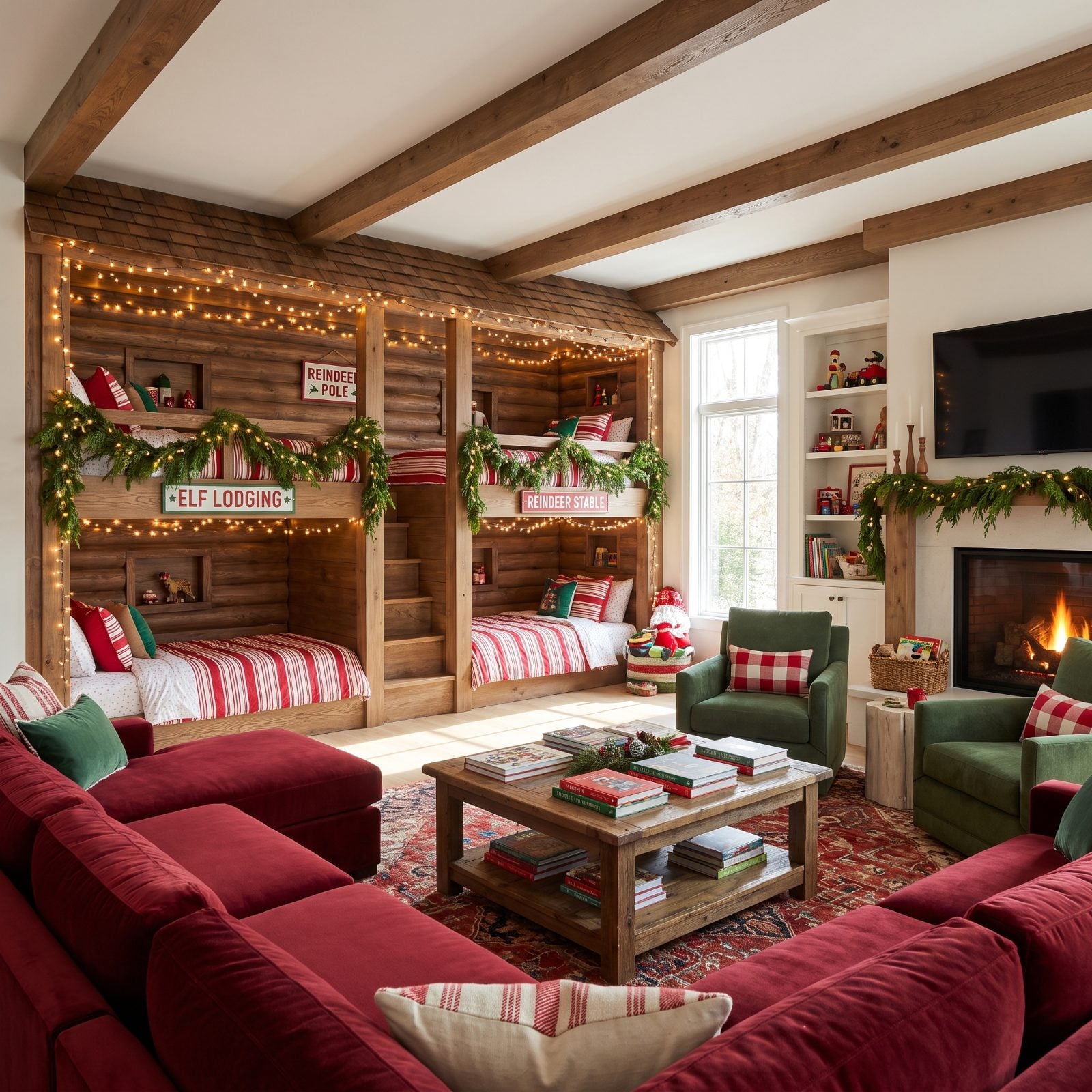A Kids' Bunk Room Turned North Pole Hideaway