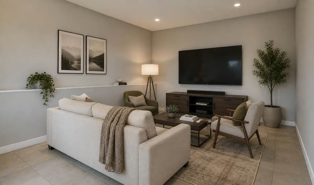 Cream Sofa, Olive Accents, and a Throw Blanket That's Doing a Lot of Work