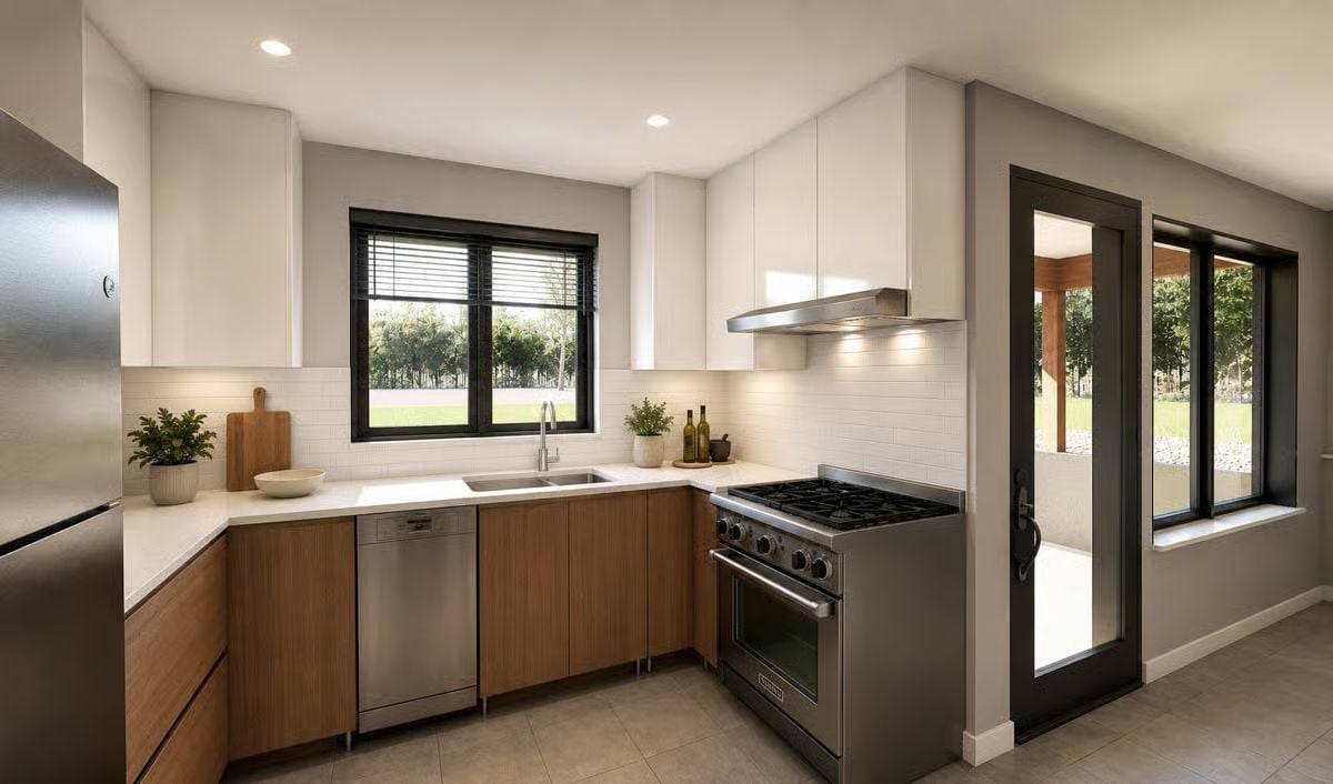 Stainless Range and Two-Tone Cabinets That Mean Business Without Trying Too Hard