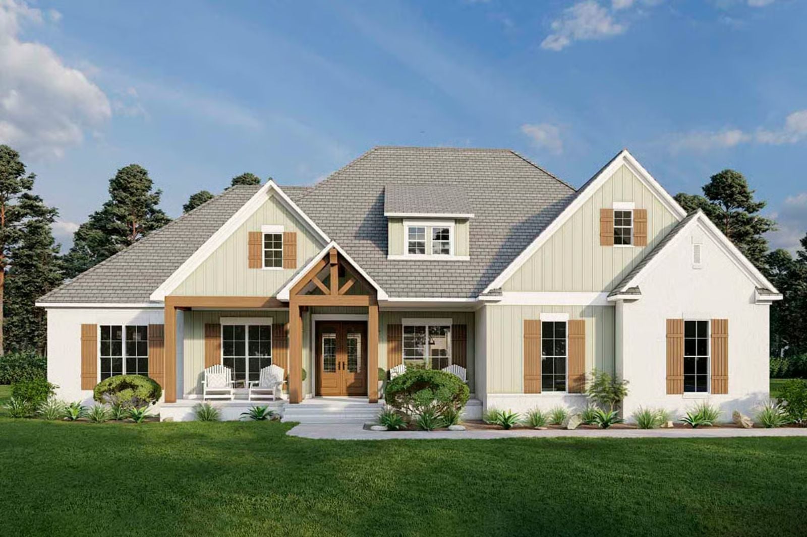 Kingtruss Cottage 4-Bedroom Country with Screened Porch Designed for Families Who Love the Sound of a Full House (Floor Plan)