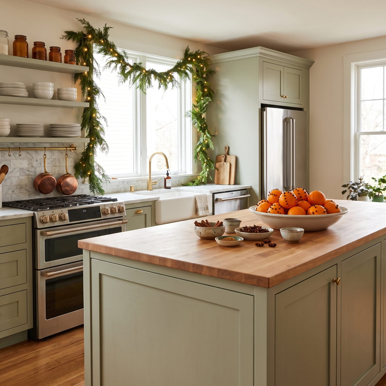 A Kitchen Displaying Bowls of Oranges, Cloves and Cinnamon