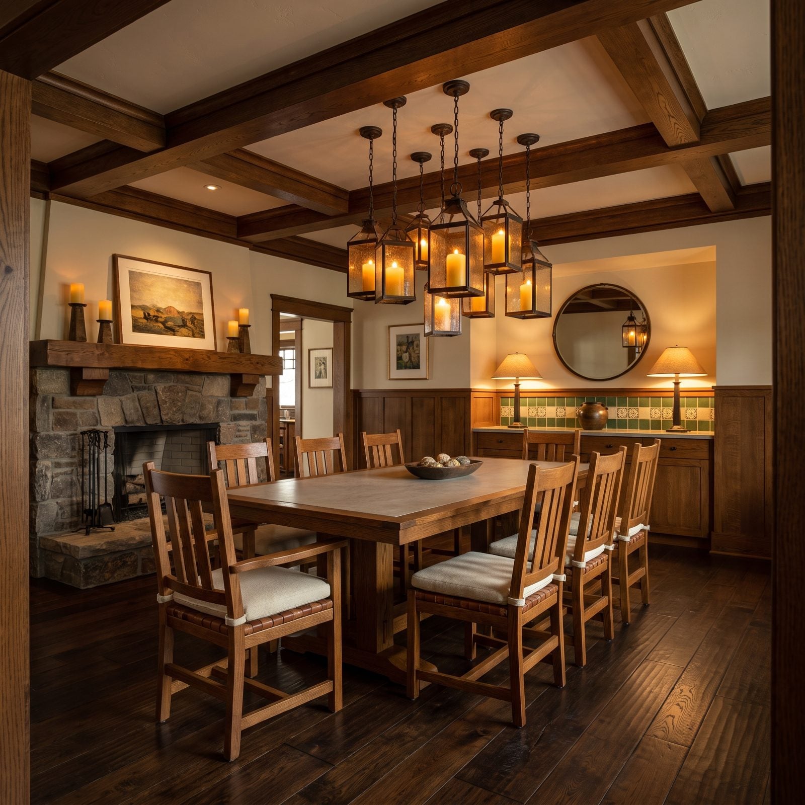 Lanterns Overhead in a Light-Filled Conservatory Dining Room