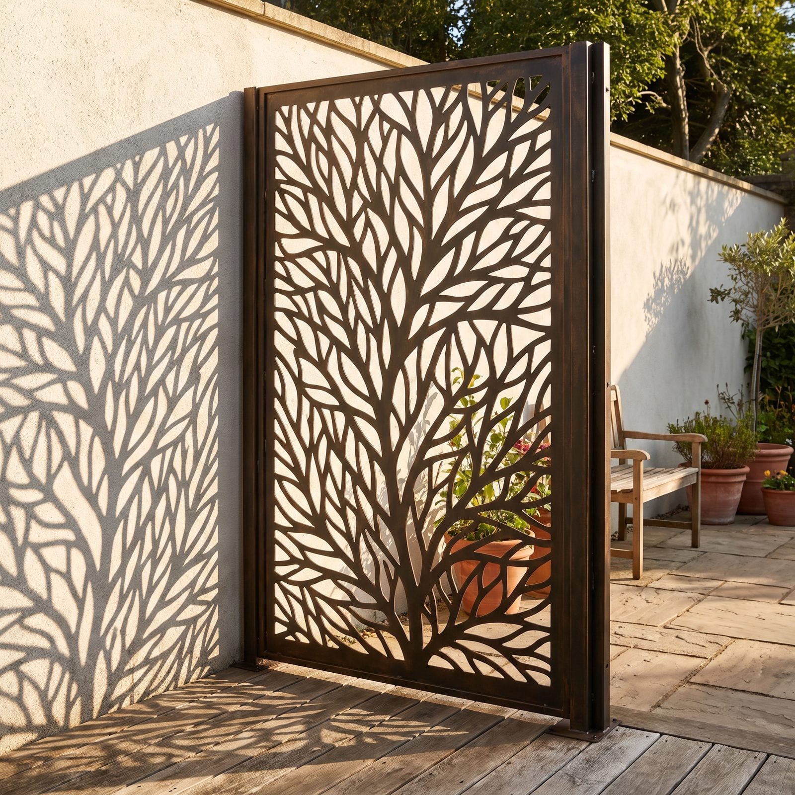 A Laser-Cut Metal Privacy Panel