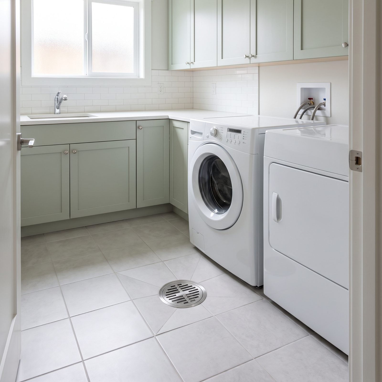 A Laundry-Room Floor Drain for Containing Appliance Leaks