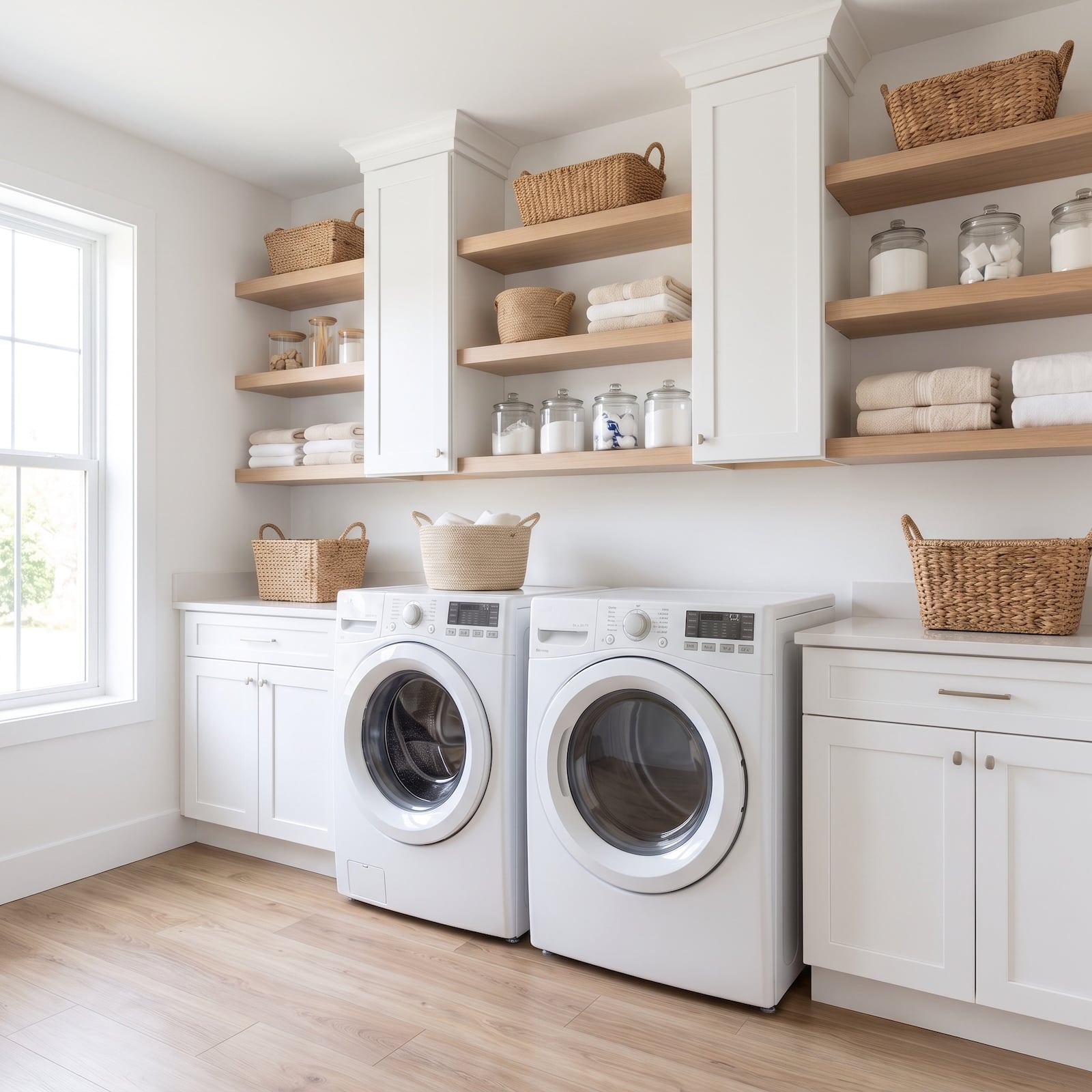 contemporary laundry room with plenty of storage space