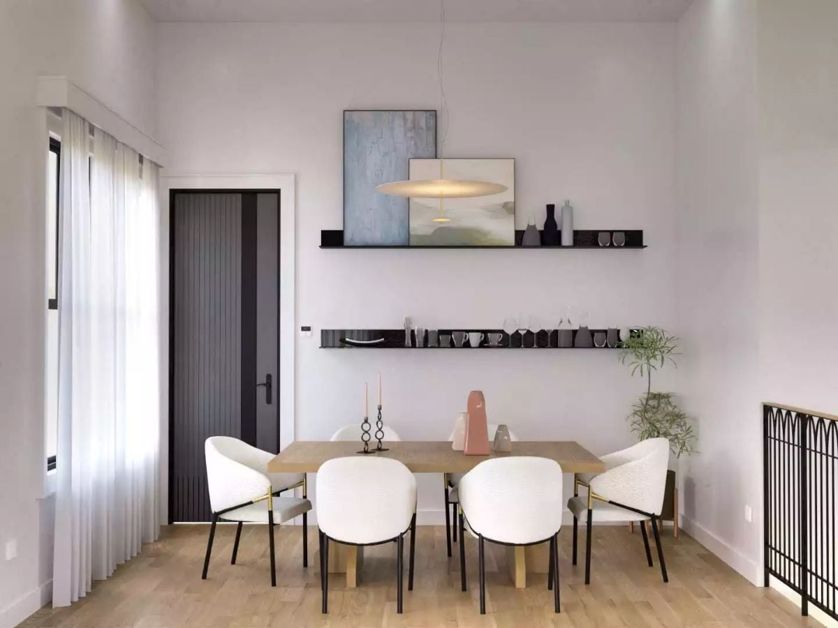 Floating Shelves and a Pendant Light Do the Heavy Lifting in This Dining Room