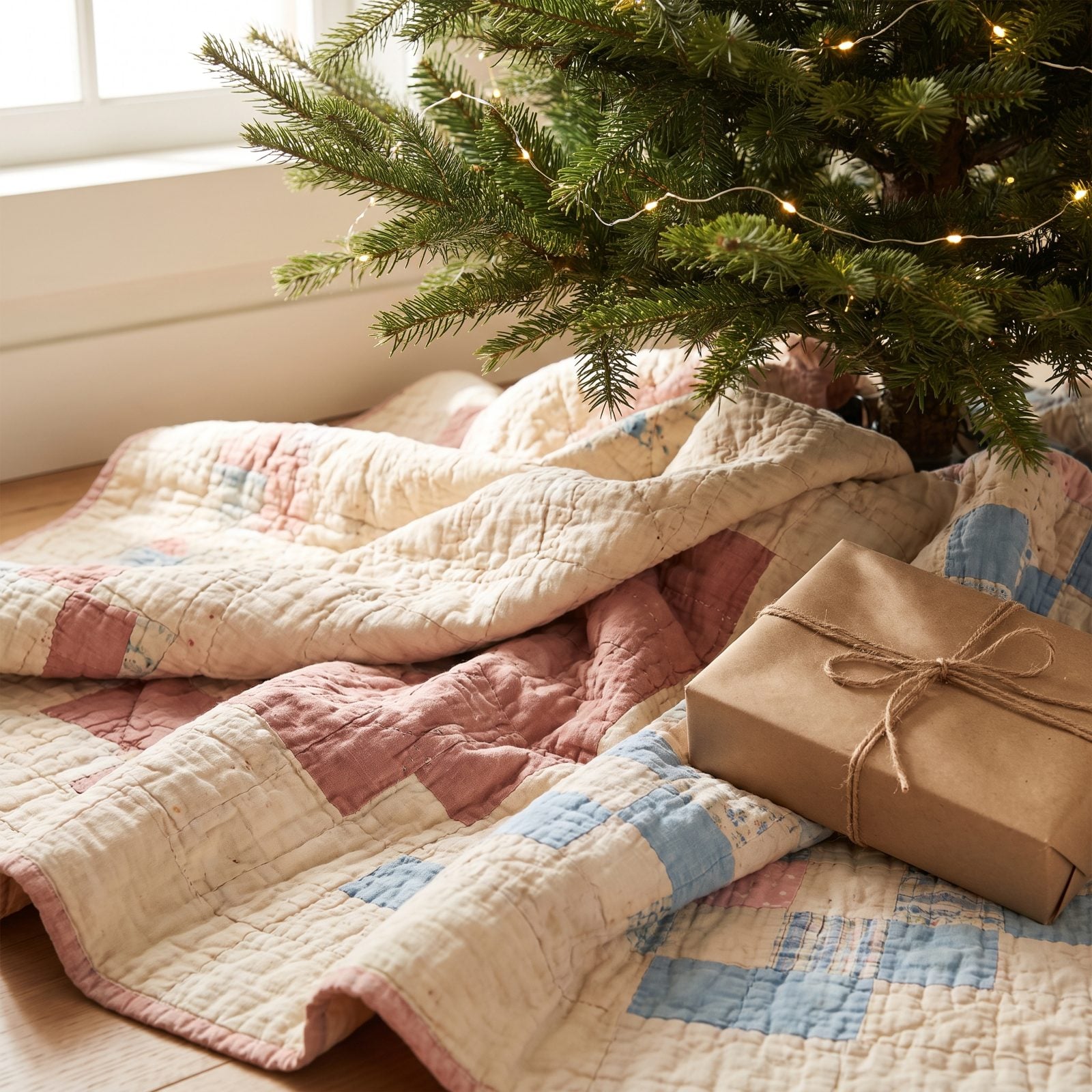 Layer Quilts Around the Base of the Tree