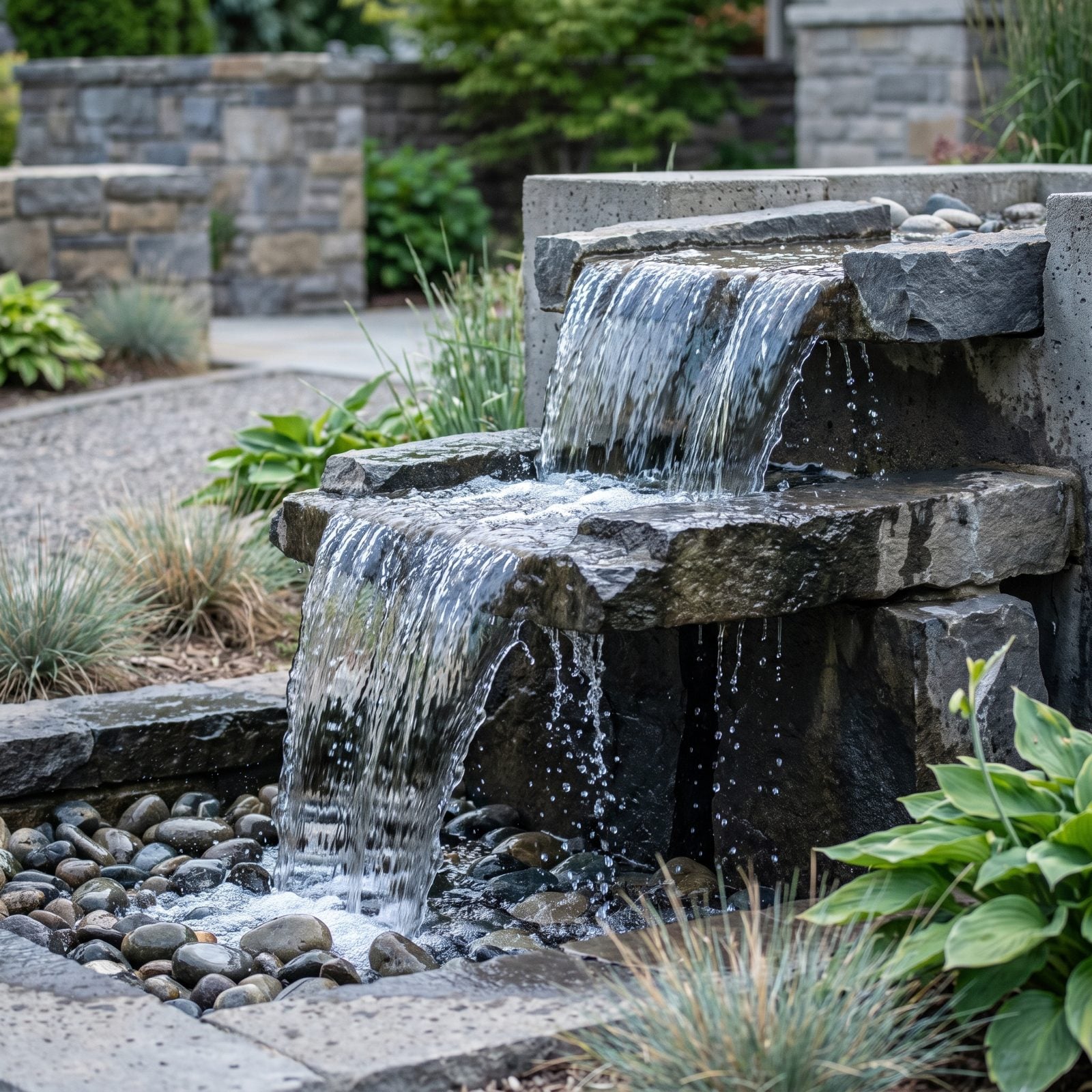 A Layered Water Feature That Masks Voices