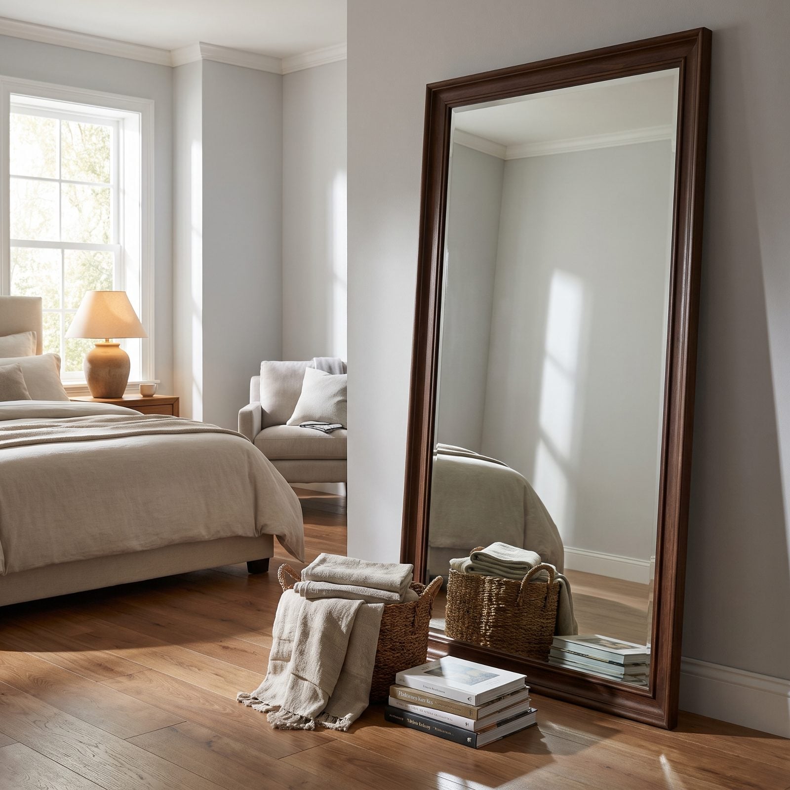 The Leaning Floor Mirror Doubling Visual Clutter