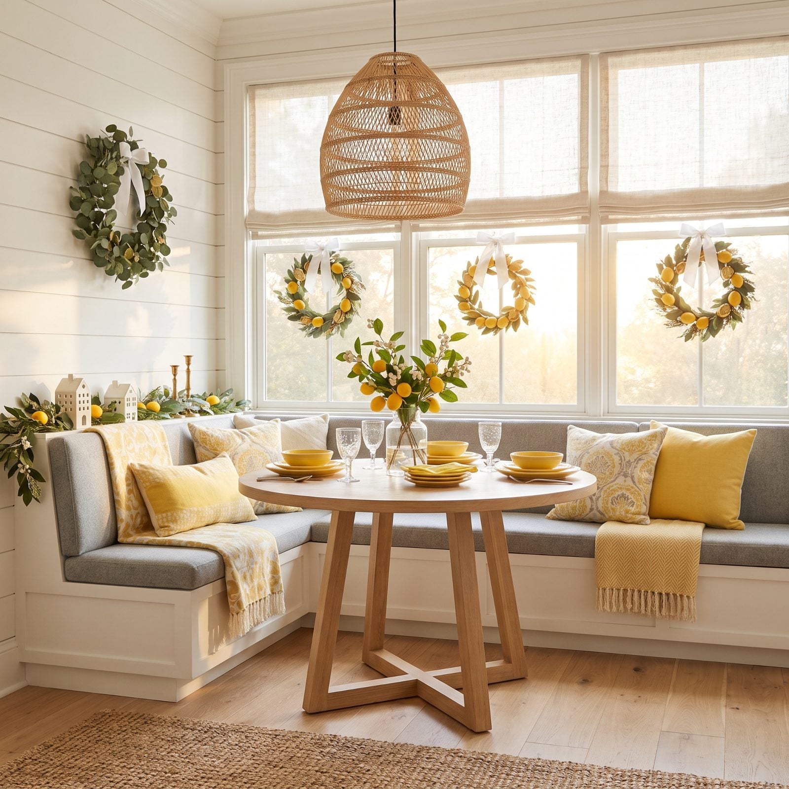 Lemon Yellow and Soft Gray: A Christmas Breakfast Nook That Feels Like Sunrise