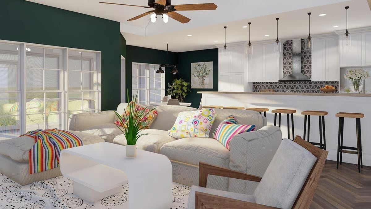 Bold Green Walls and Colorful Throw Pillows That Refuse to Be Subtle